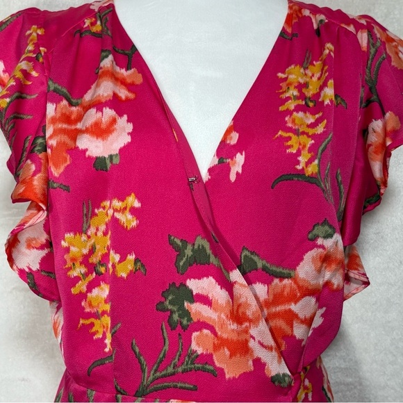 Ava & Aiden Flowy Fucia Wrap Dress V Neck Maxi Ruffle Party Cruise Wedding Small - Picture 8 of 12